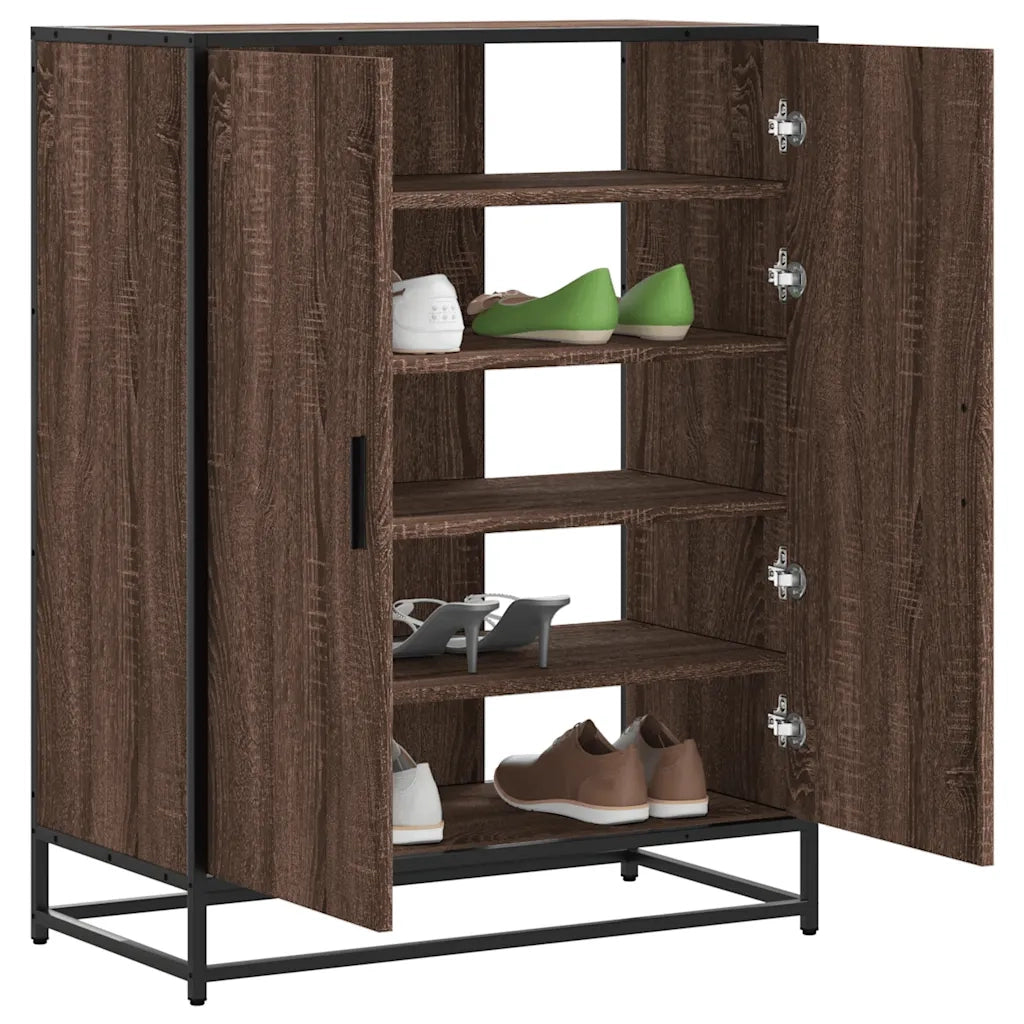 Scarpiera Rovere Marrone 75x38x97,5cm Legno Multistrato Metallo 3300869