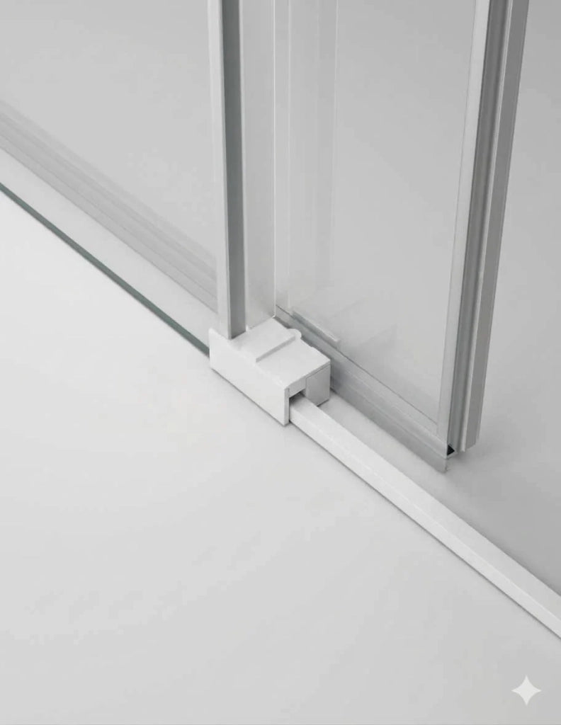 Porta doccia scorrevole 1+1 THALASSA (BASIC) 155 cm Profilo Bianco vetro trasparente