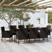 Set da Pranzo da Giardino 9 pz Nero 3099636