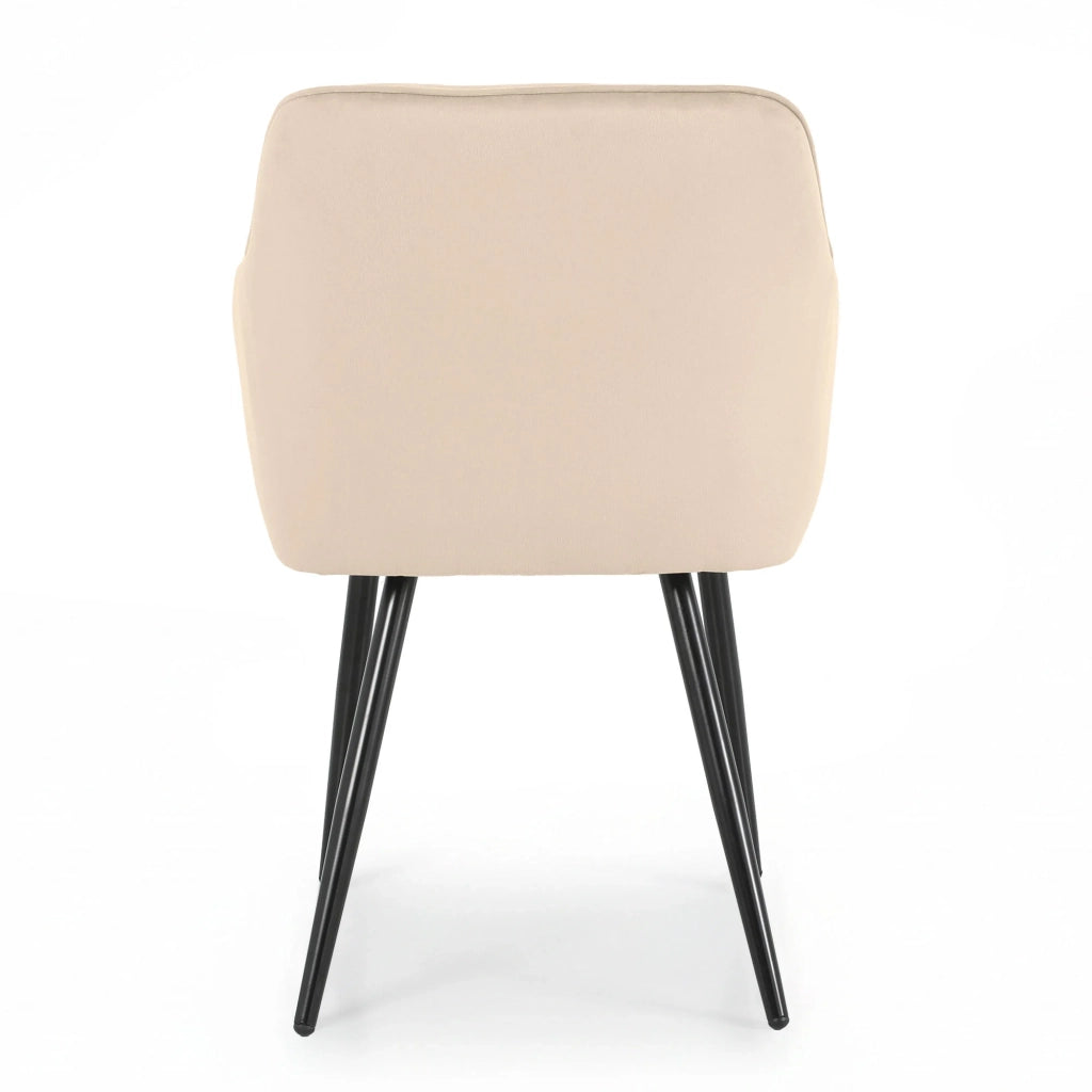 Set di 2 Sedie in velluto trapuntato DIAMANTE Beige gambe nere