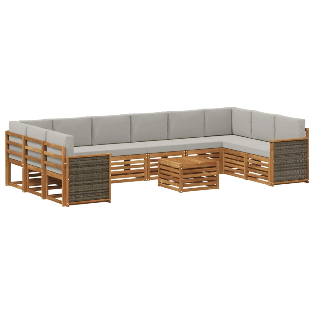 Set di divani da esterno 8 pz Naturale e Grigio Chiaro 3384917