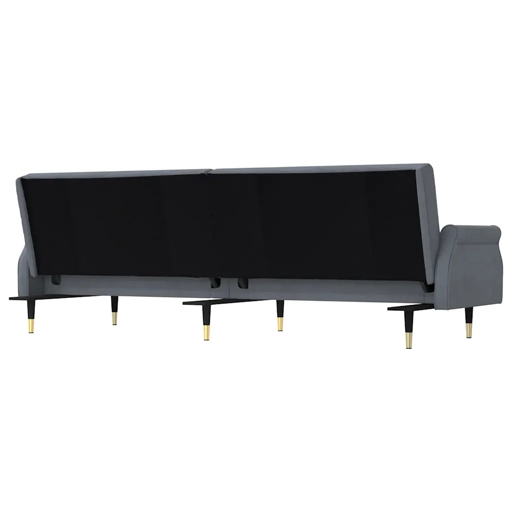 Divano Letto con Cuscini-Sofa Letto-Daybed Grigio Scuro in Velluto