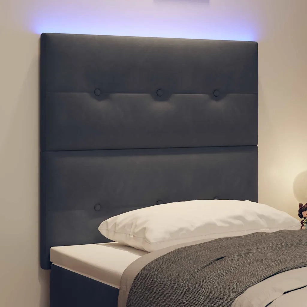Testiera | Testata LED con strisce LED Grigio 90 cm Velluto