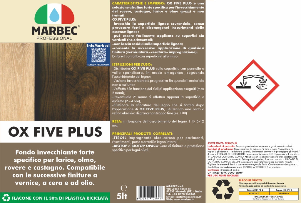 Invecchiante forte per legno OX-FIVE PLUS   5LTx4Pz
