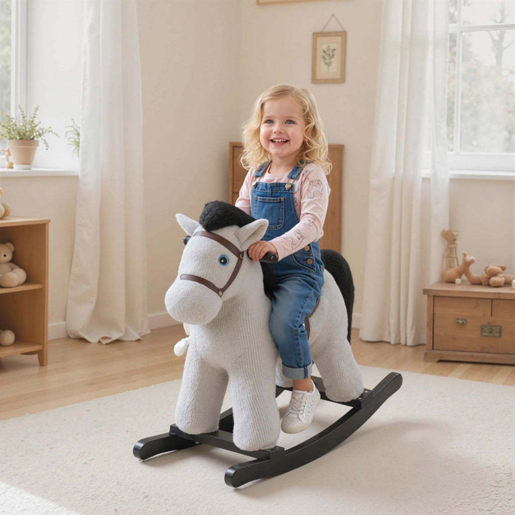 Cavallo a Dondolo per Bambini ¨C Minimal ¨C Grigio 71x26x55 cm