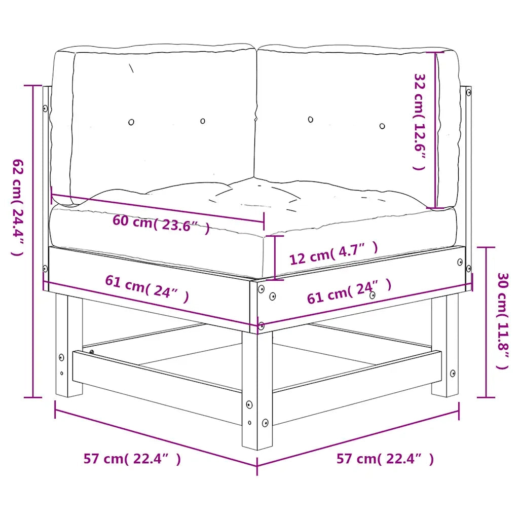 Divano Angolare con Cuscini-Sofa con Cuscini in Legno Massello di Pino