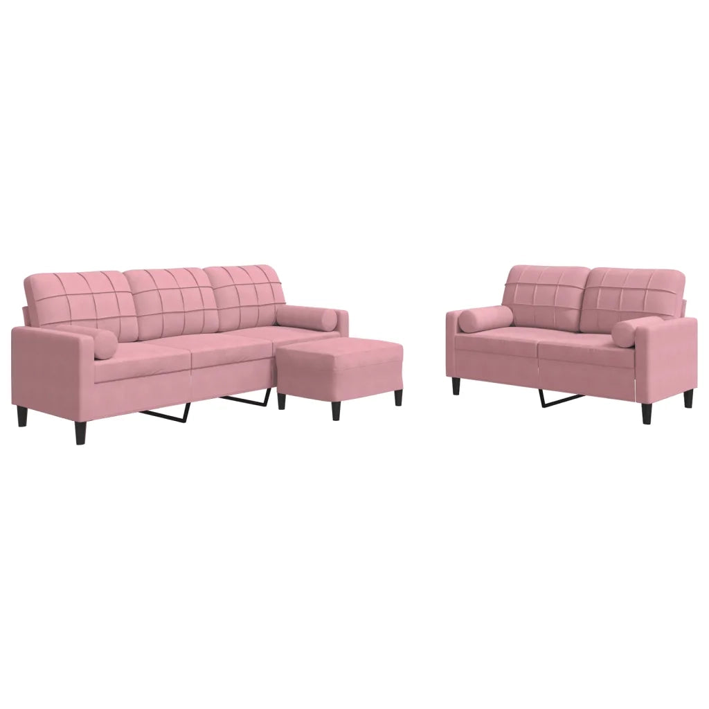 Set di Divani 3 pz con Cuscini e Rinforzi rosa in Velluto 3278424