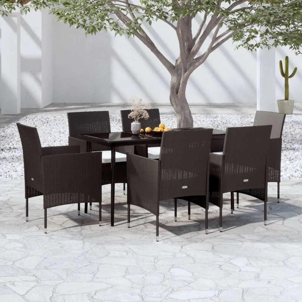 Set da Pranzo da Giardino 7 pz con Cuscini Nero 3099308