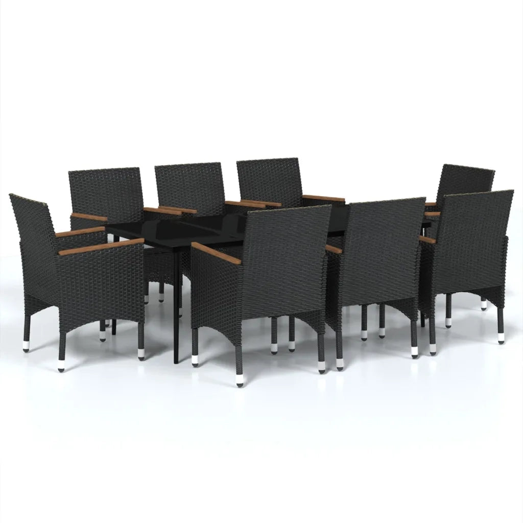 Set da Pranzo da Giardino 9 pz con Cuscini Nero 3099346