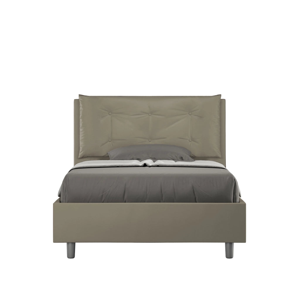 BS COM Letto una piazza e mezza con rete imbottito 120x200 similpelle cappuccino