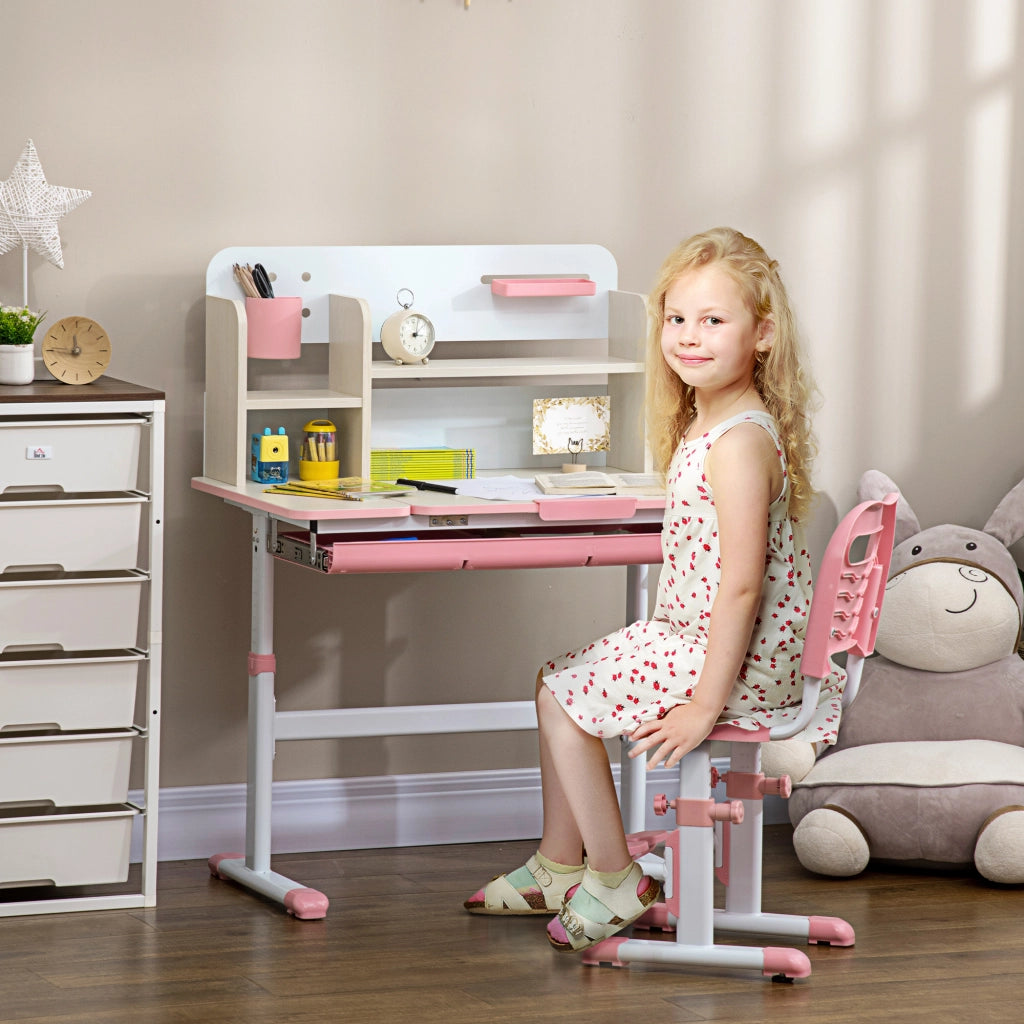 Scrivania Regolabile per Bambini ¨C Minimal ¨C Rosa 80x52x88-109 cm