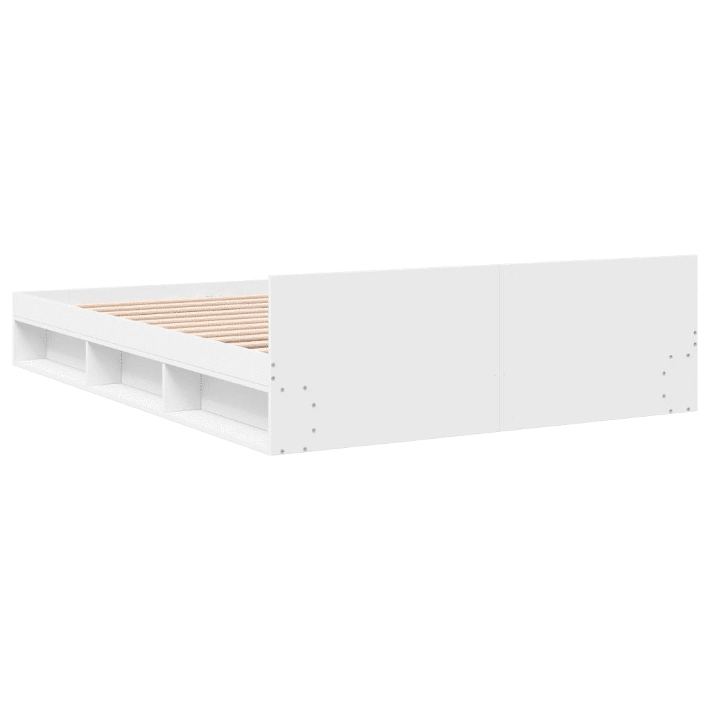 Letto matrimoniale | Letto per adulti | Giroletto con Cassetti Bianco 140x190 cm in Legno Multistrato