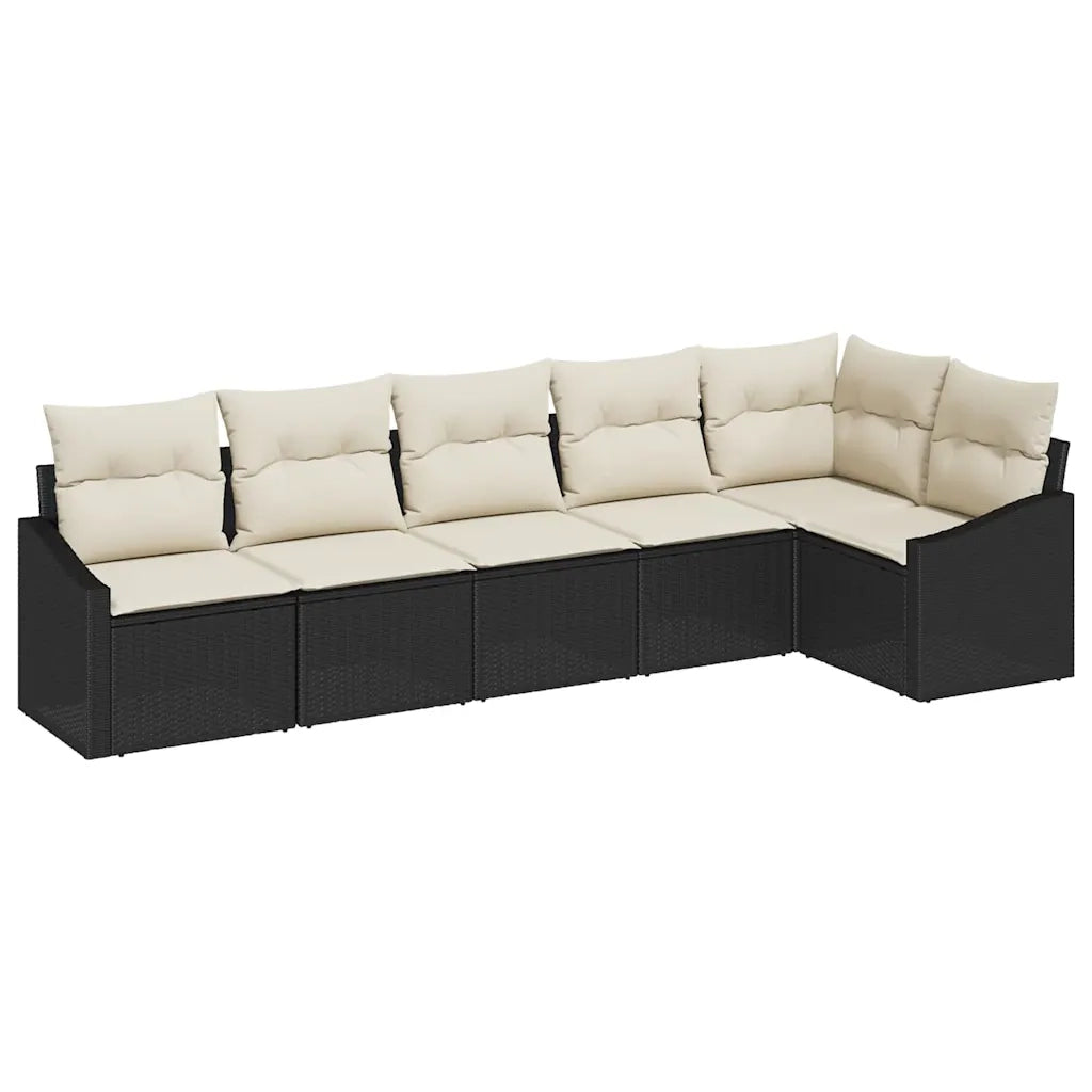 Set di divani con cuscino 6 pcs Nero polyrattan 3346737
