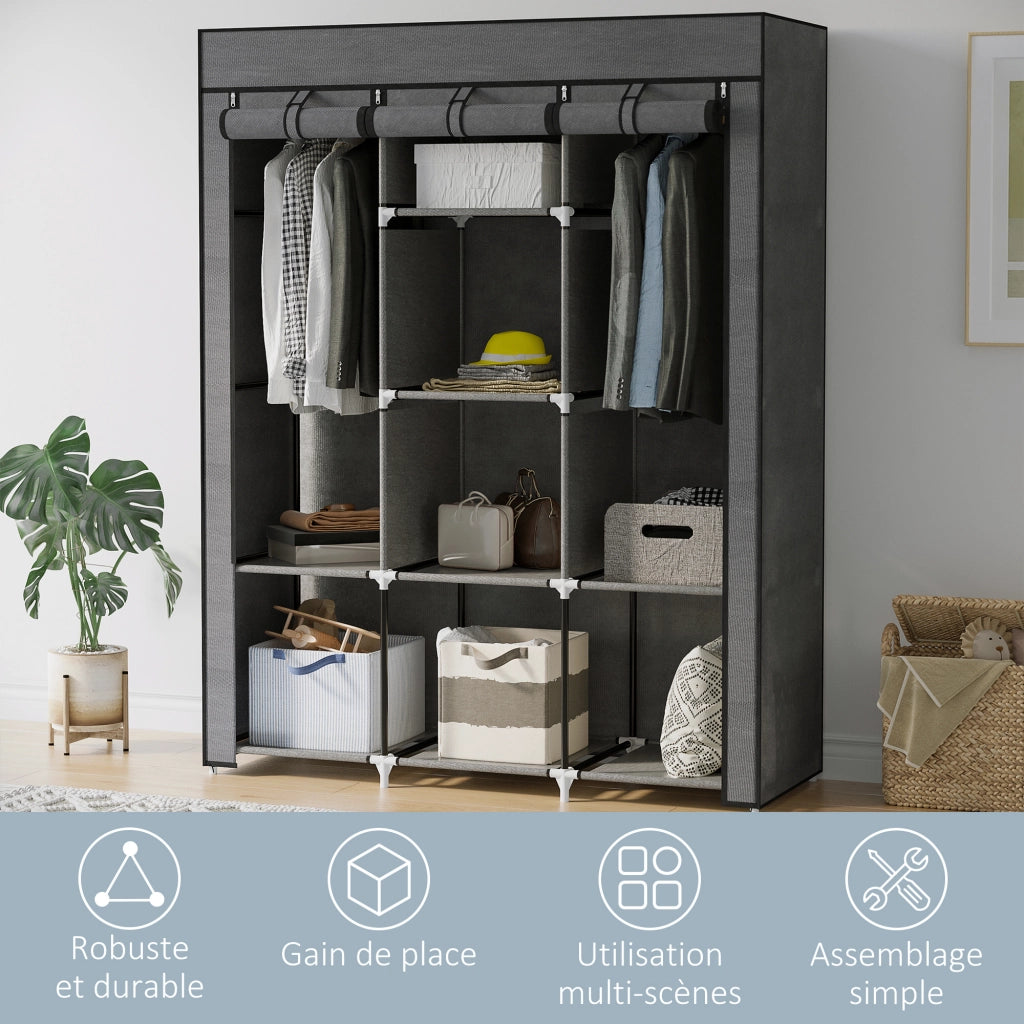 Armadio guardaroba con ante e ripiani ¨C Minimal ¨C grigio