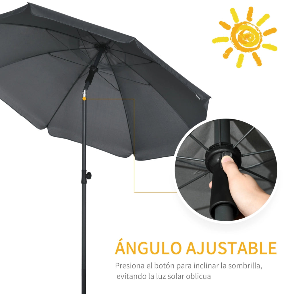 Ombrellone da Spiaggia ¨C Minimal ¨C Grigio Scuro ?180x209 cm