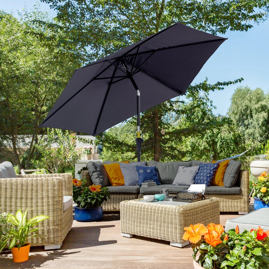 Ombrellone da Giardino Inclinabile ¨C Xylo ¨C Alluminio Grigio e Nero 2.6x2.4m