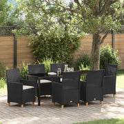 Set da Pranzo per Giardino 7 pcs Nero polyrattan 3381070
