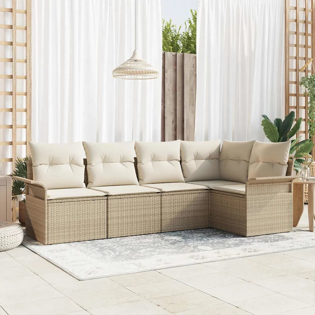 Set Divano da Giardino con cuscino 5 pcs polyrattan