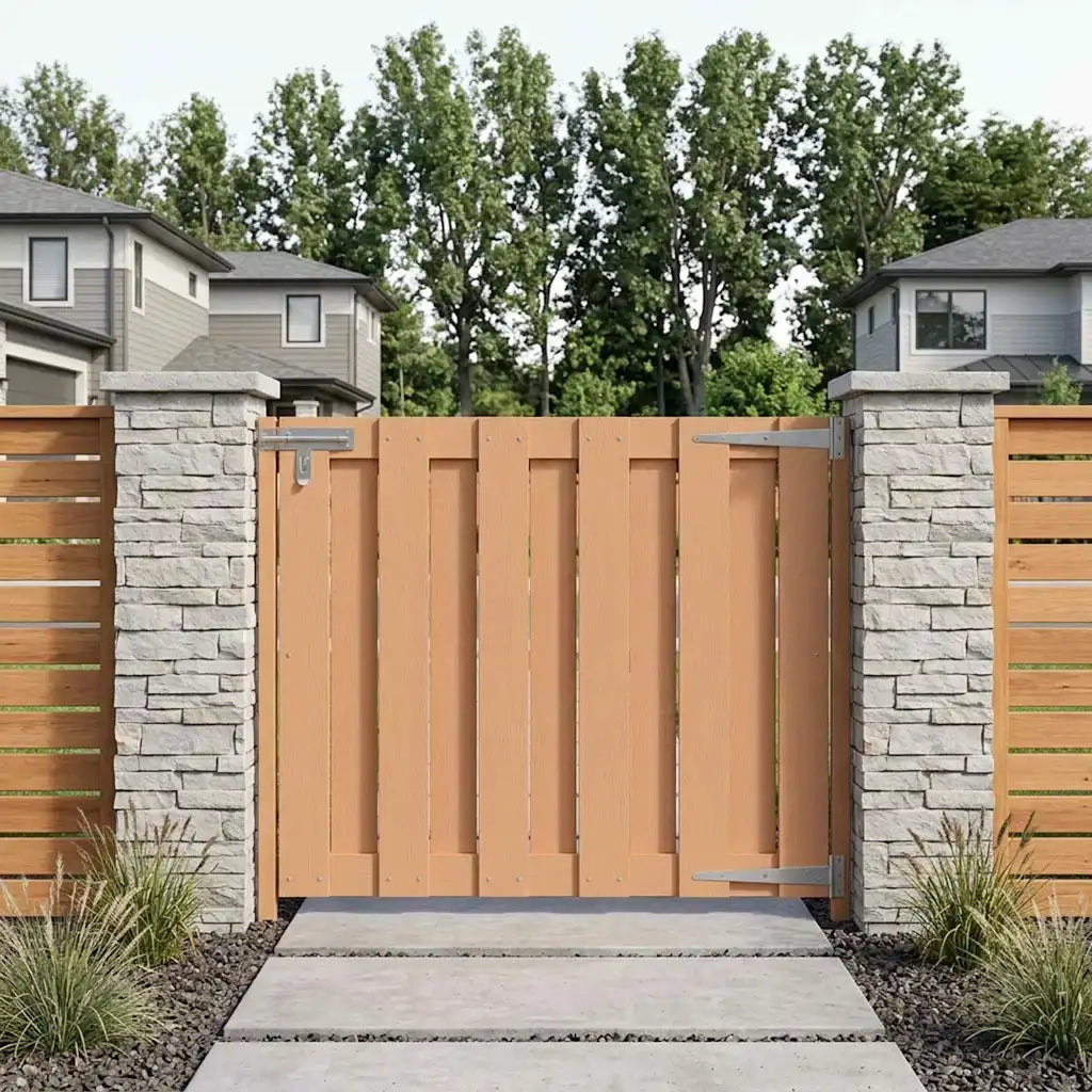 Cancello da giardino 100 x 80 cm WPC e Alluminio Marrone 42039048