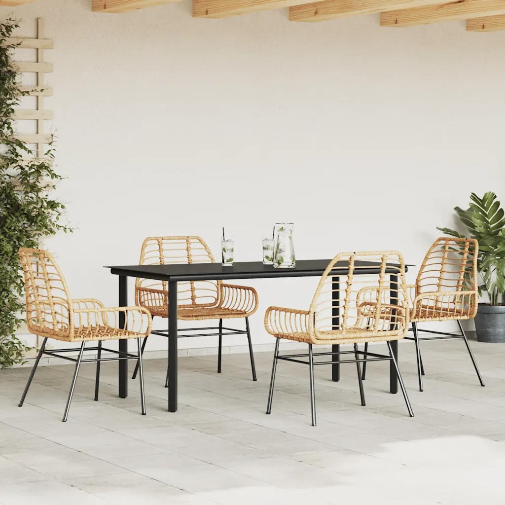 Set da Pranzo da Giardino 5pz Polyrattan Vetro 3334544