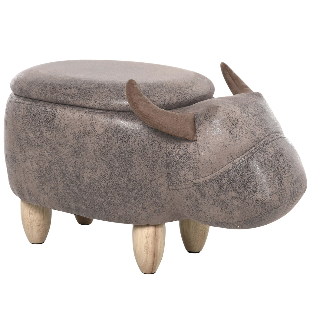 Pouf con Contenitore ¨C Minimal ¨C Marrone, Sintetico, Legno