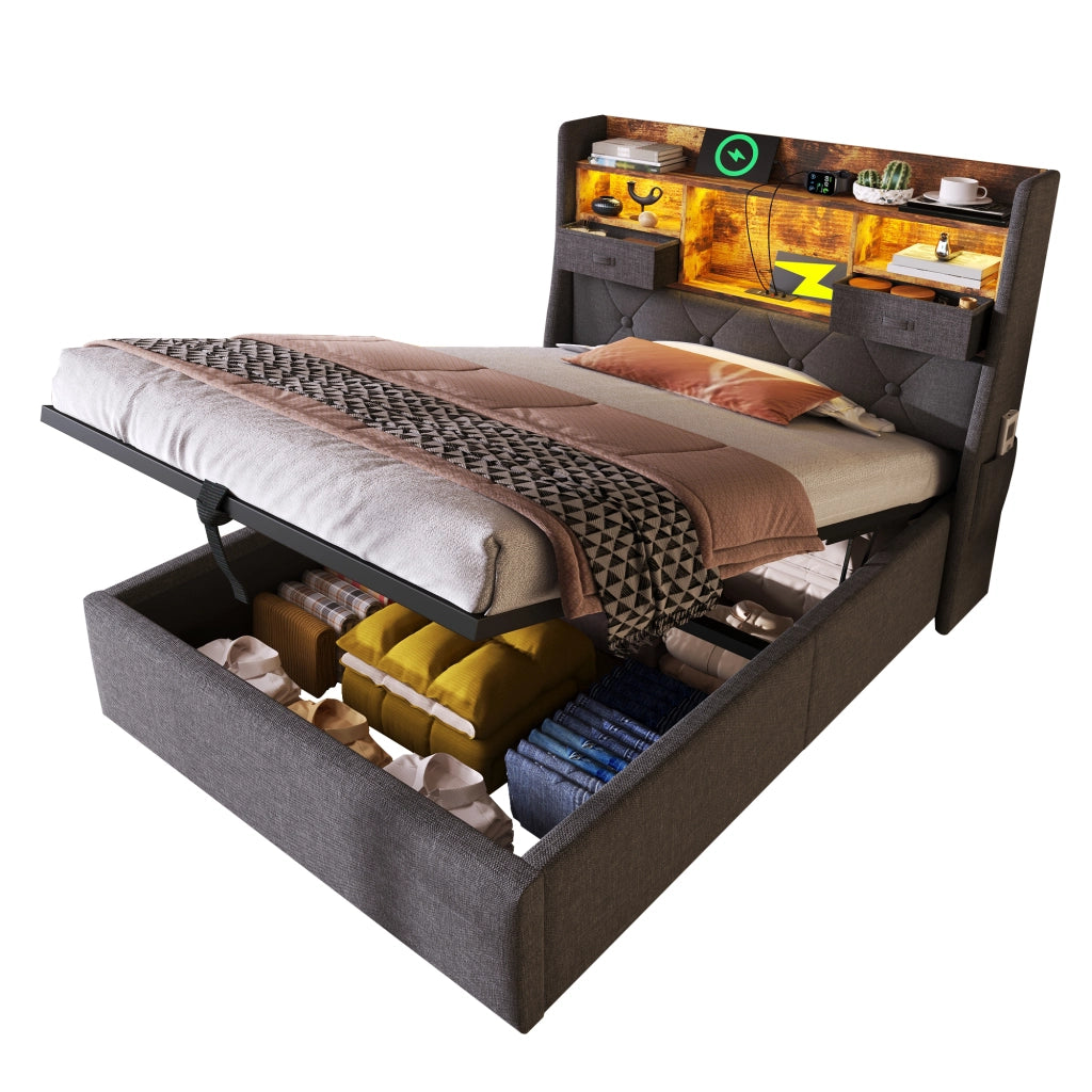 letto imbottito lino grigio 90x200 cm