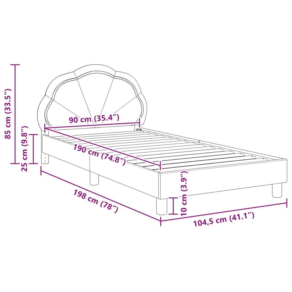 Struttura letto Bambini | Letto Infantile | Lettino con testata Blu Polizia 90 x 190 cm