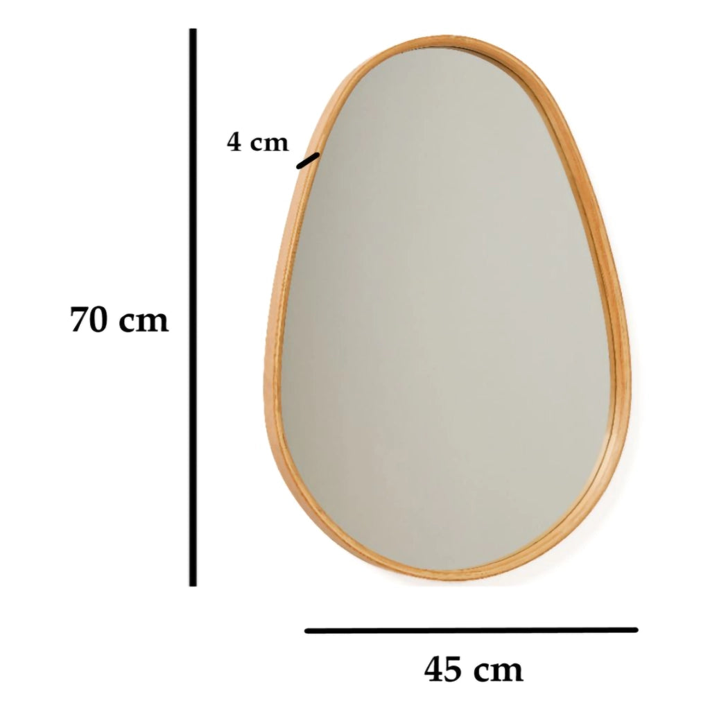 Carcina, Specchio Forma Ovale, 45x70h cm Marrone Rovere