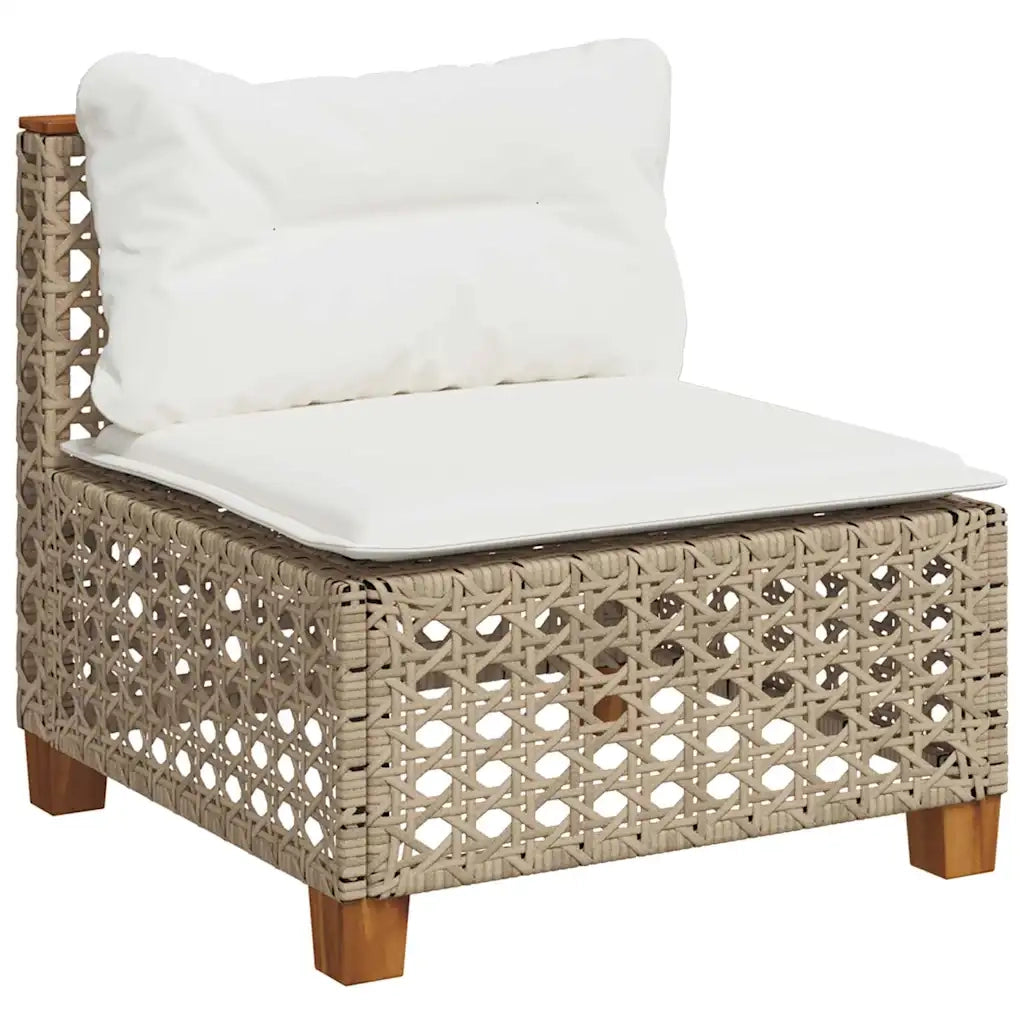 Set Divano da Giardino 9 pz con Cuscini Beige in Polyrattan 3261994