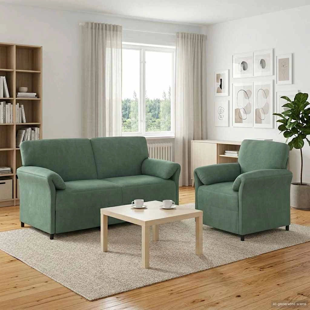 Set di divani 2 pz Verde Mare Velluto 3424896