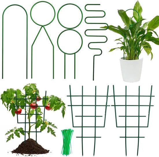 Supporto per piante in metallo con trellis e piante di impianto in plastica - 4 pezzi