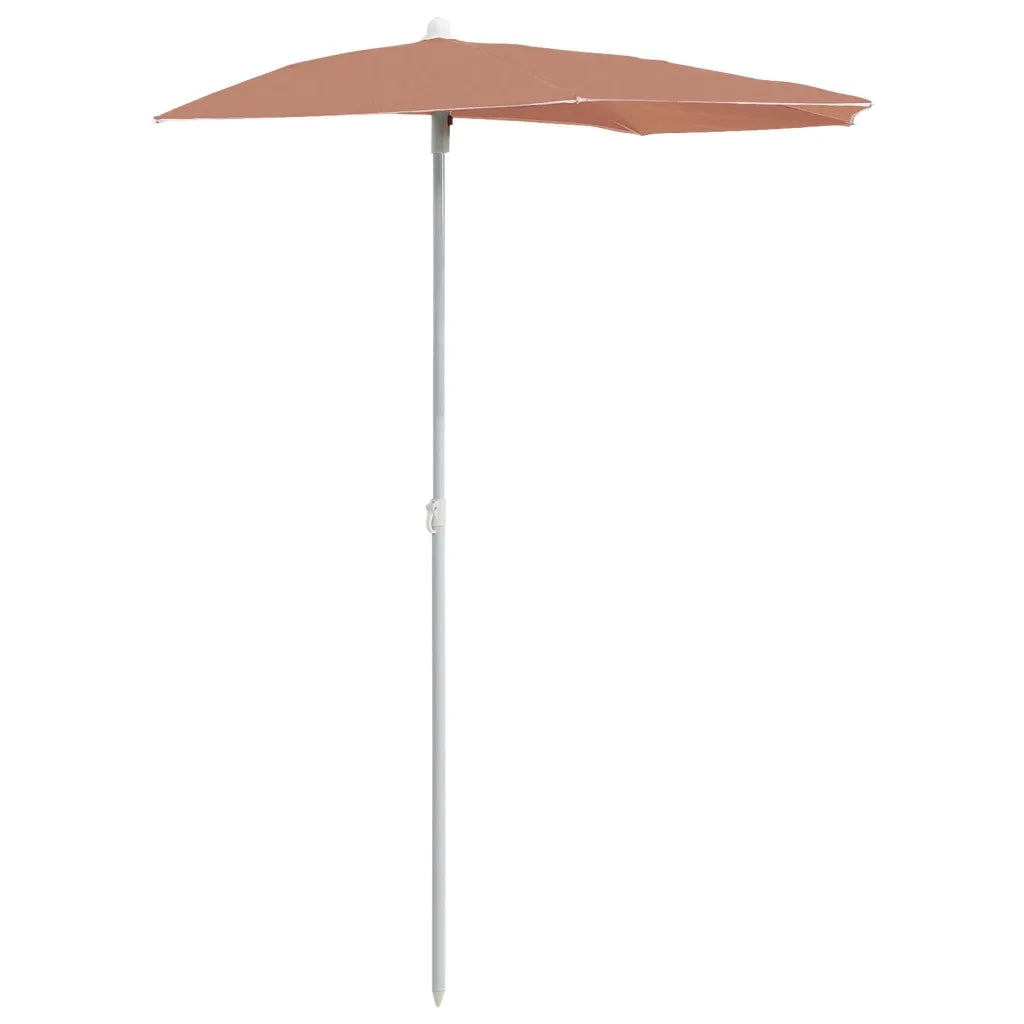 Ombrellone Semicircolare da Giardino e Palo 180x90cm Terracotta 315564