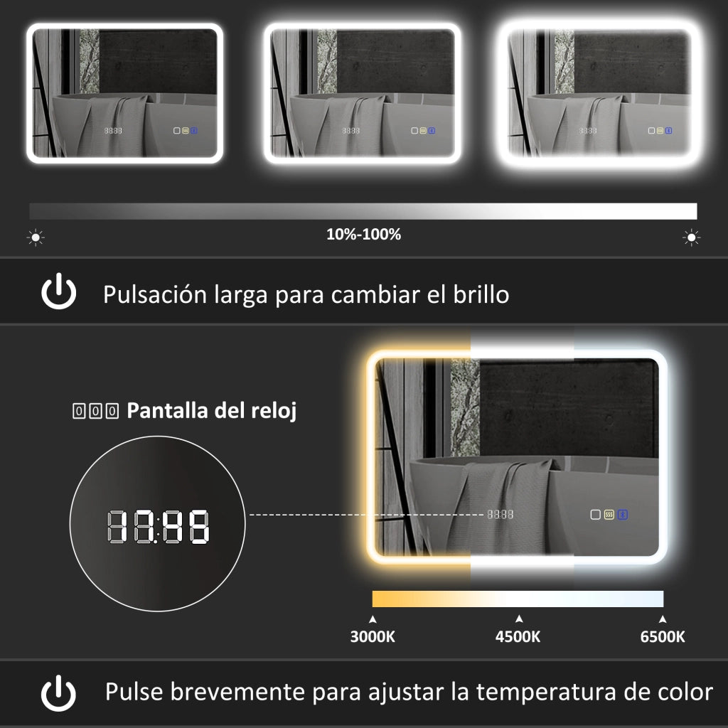 Specchio da Bagno con Luce LED ¨C Minimal ¨C Bianco 70x50 cm