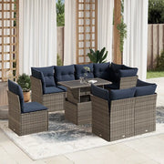 Set Divani da Giardino 9 pz con Cuscini Grigio in Polyrattan 3266731