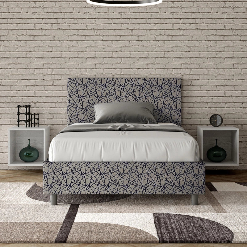 Letto imbottito 1 piazza e mezza 120x200 cm tessuto Era Adele - Senza rete,Blu