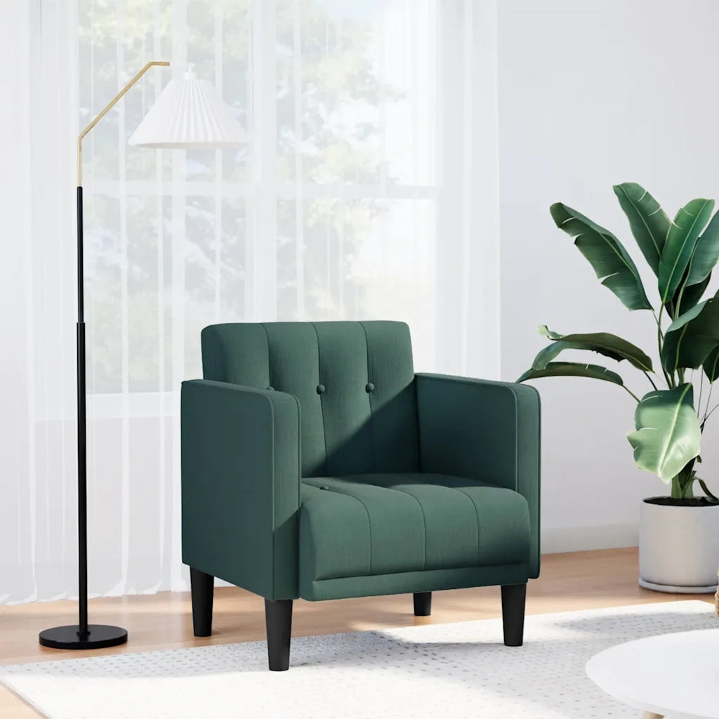 Divano Poltrona | Sedia con Braccioli Verde Scuro 53 cm in Tessuto