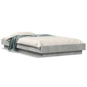 Letto singolo | Letto per adulti | Giroletto Luci LED Grigio Cemento 90x200cm in Legno Multistrato