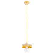 Lampada a sospensione minimal gialla legno E27 15W Larso Alfa