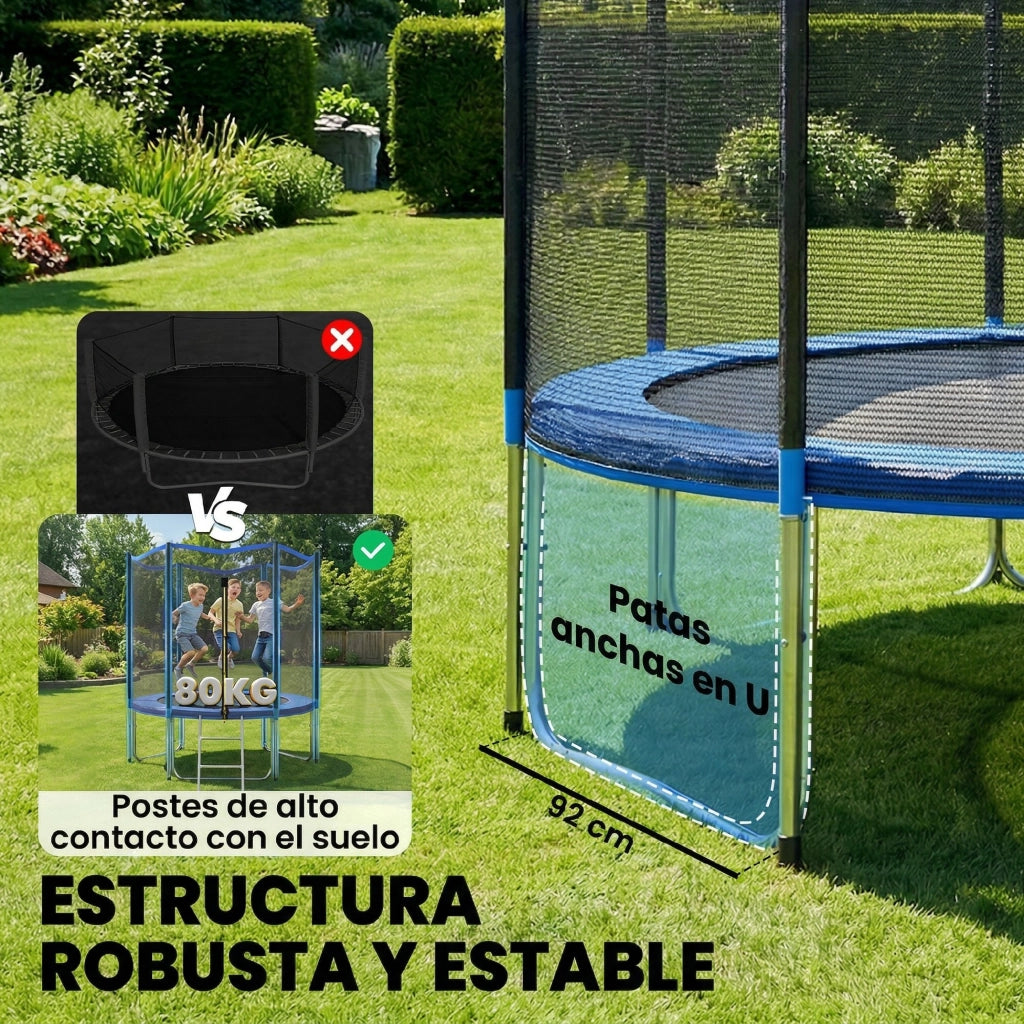 Trampolino elastico da giardino ?183 cm ¨C Xylo ¨C con rete di sicurezza, scala e cuscinetti molle blu