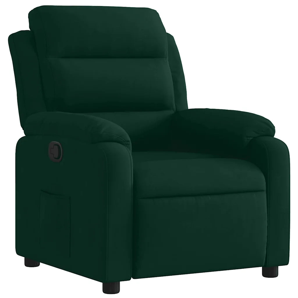 Poltrona | Sedia Relax Reclinabile Verde Scuro in Velluto