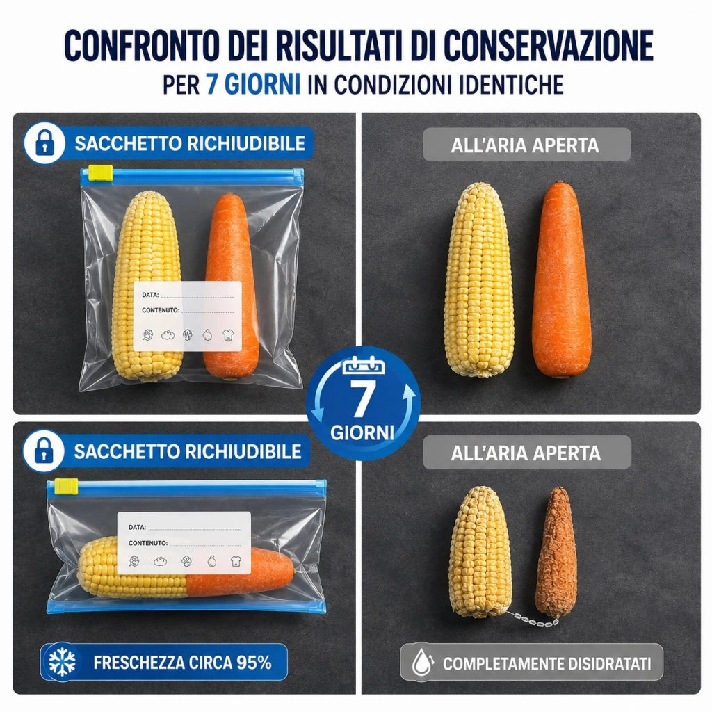 24 Sacchetti Alimenti Riutilizzabili Zip 3 Misure Freezer Frigo 69714