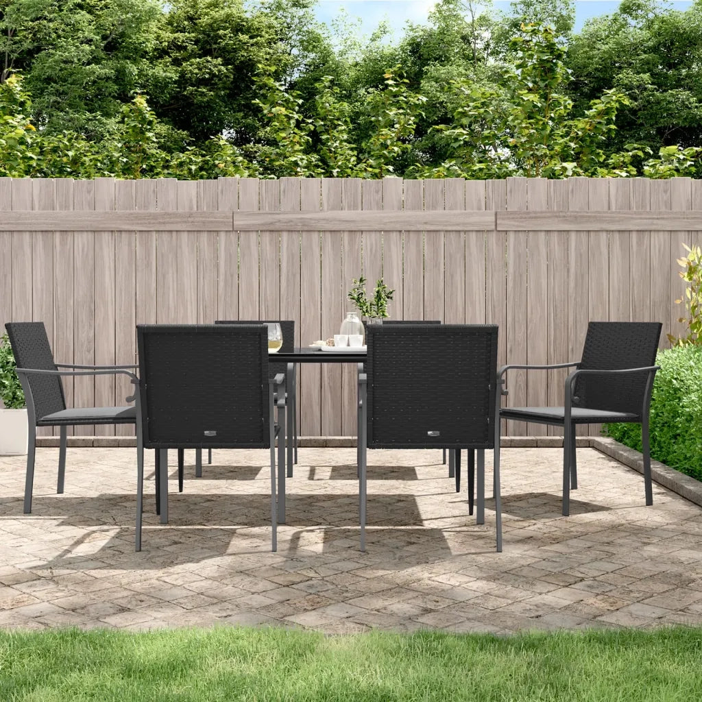 Set Pranzo da Giardino 7 pz con Cuscini in Polyrattan e Acciaio 3186944