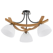 Plafoniera scandinava legno 3 luci E27 bianca Alfa Jona