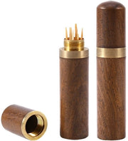 Dispensatore di interdenti elegante con contenitore in legno - Ospite interdente - Scatola di interdenti - Manufatto artigianale - Lavorazione in legno di alta qualità - Altezza 8,2 cm