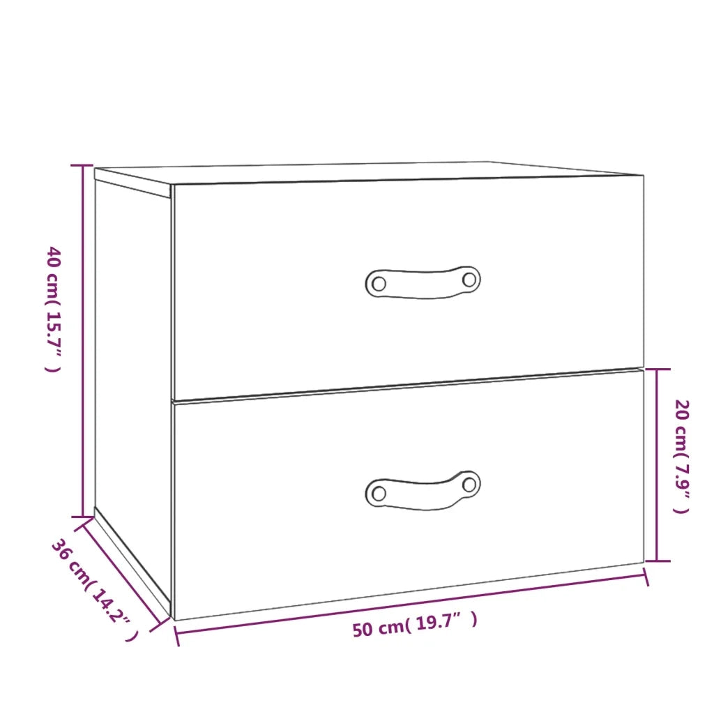 Comodini a Muro 2 pz Grigio 50x36x40 cm 820981