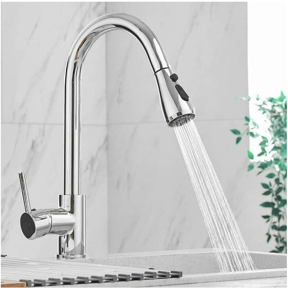 Trade Shop - Miscelatore Per Cucina Rubinetto Con Doccetta Estraibile Monocomando Cromato 79570 -