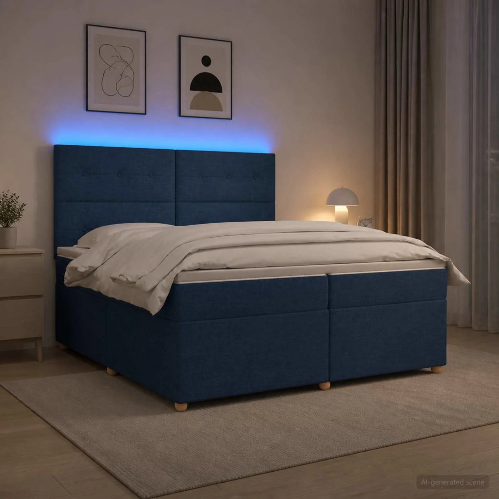 Letto box spring con materasso Blu 200 x 200 cm Tessuto 3455433