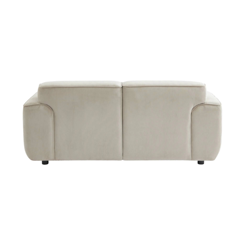 Divano in velluto a coste fini, 2 posti, beige grigio