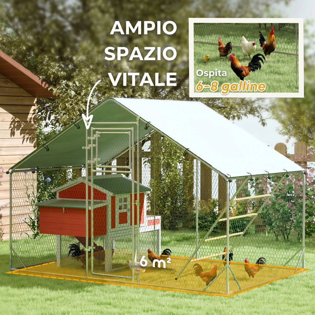 Recinto per Galline da Giardino ¨C zephmum ¨C Argento 3x2x1.9m