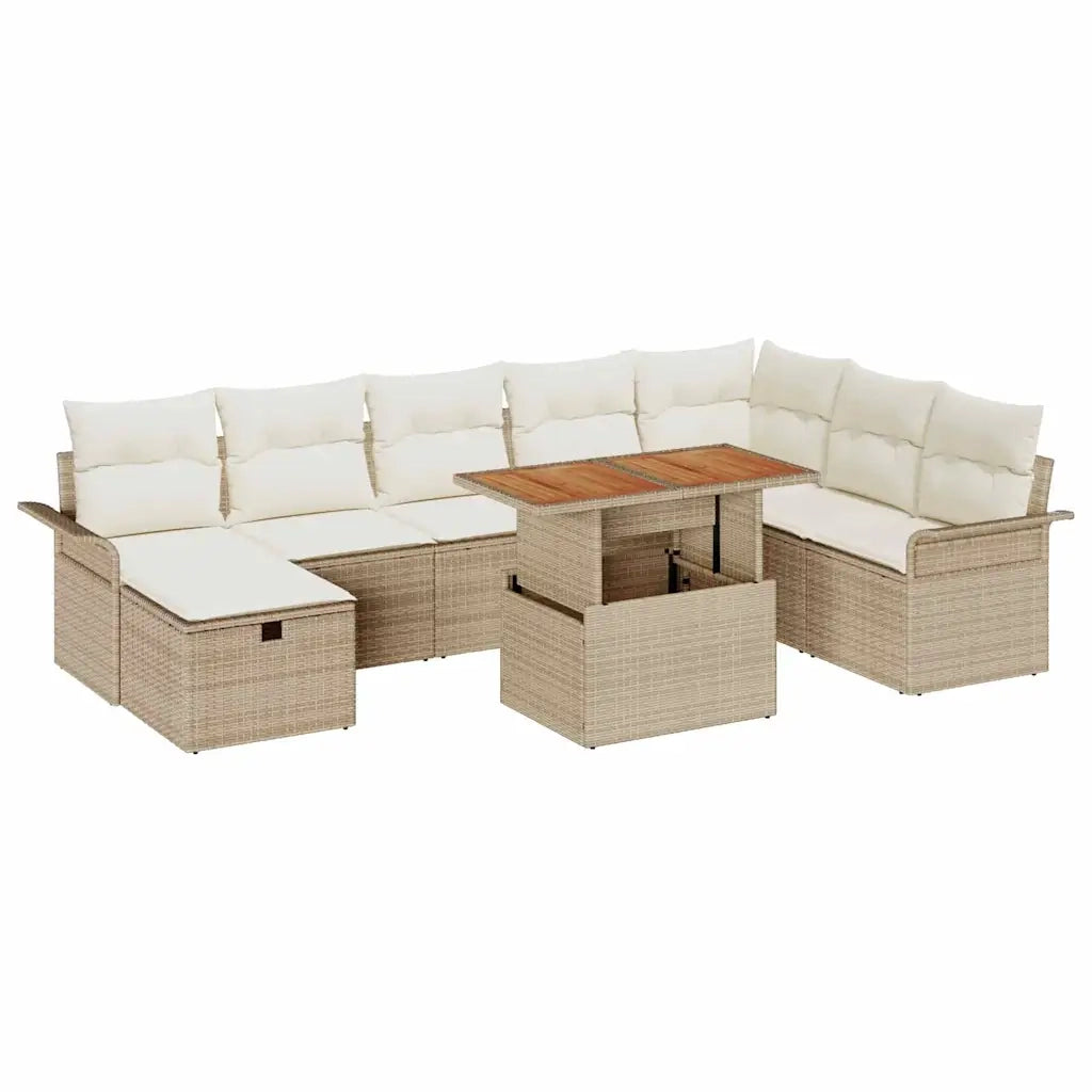 Set Divano da Giardino 9 pcs Beige polyrattan 3361260